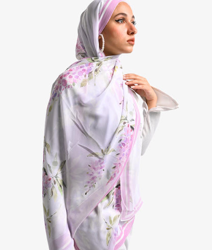 "Wisteria Whisper" Chiffon Scarf