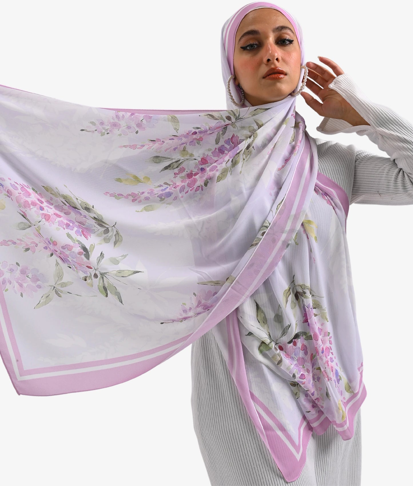 "Wisteria Whisper" Chiffon Scarf