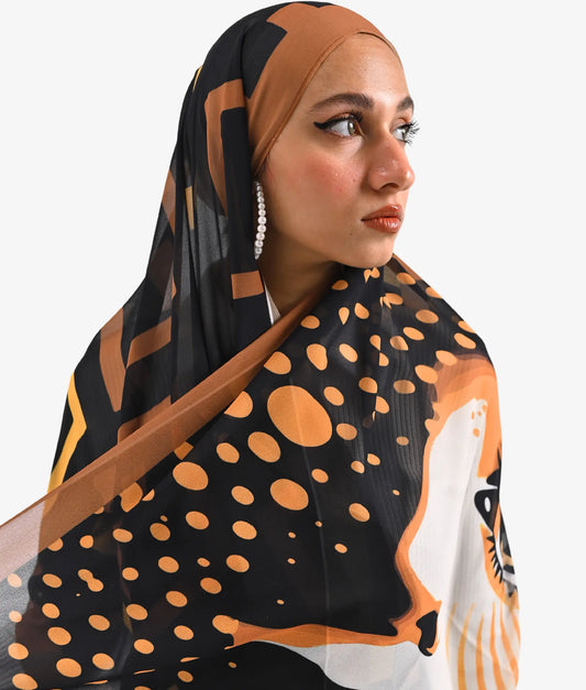 "Bold Gaze" Chiffon Scarf